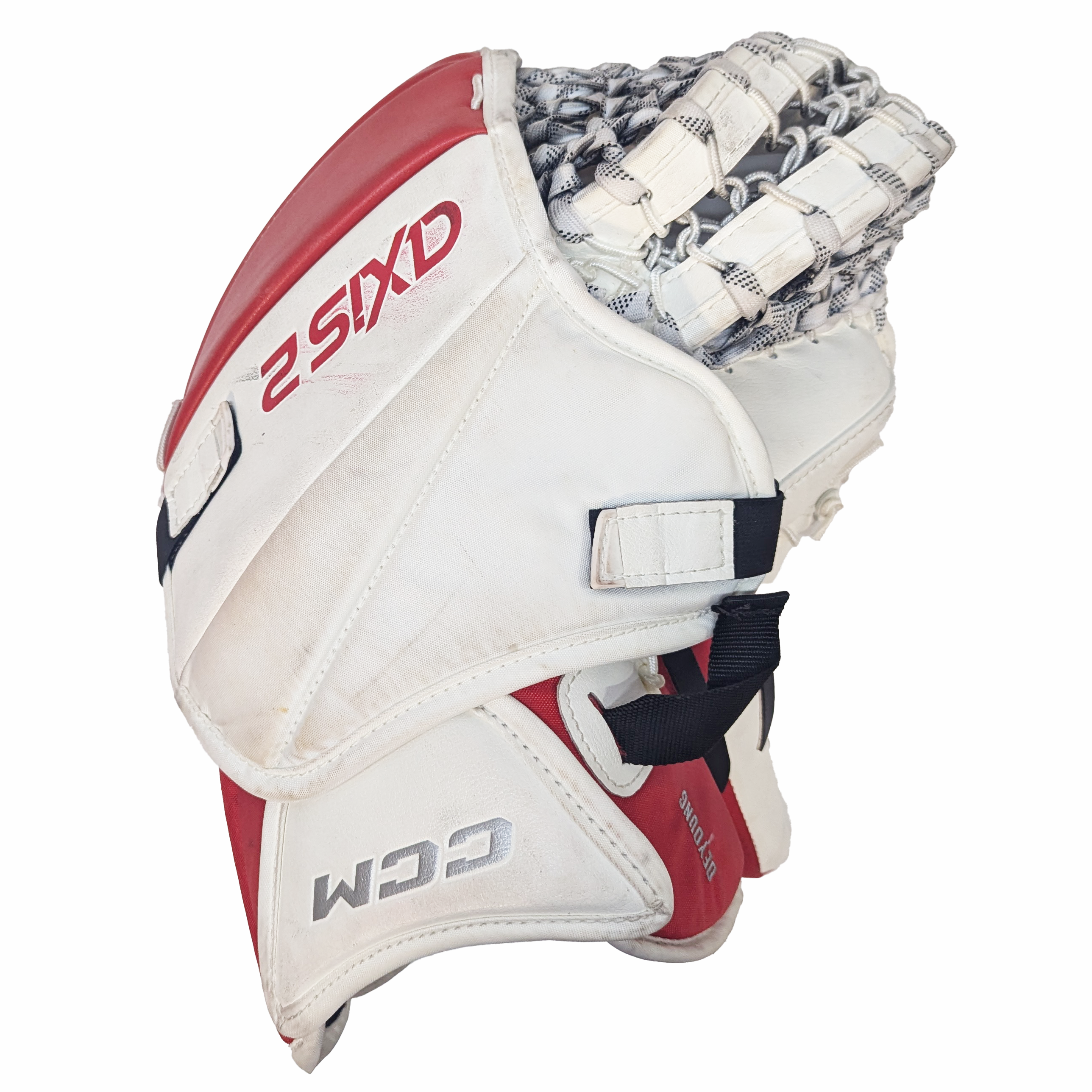 CCM Axis 2 - Gant de gardien de but Pro Stock d'occasion (blanc/rouge/gris)